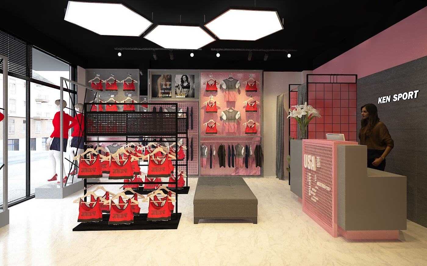 thiết kế cửa hàng quần áo thể thao Pendecor