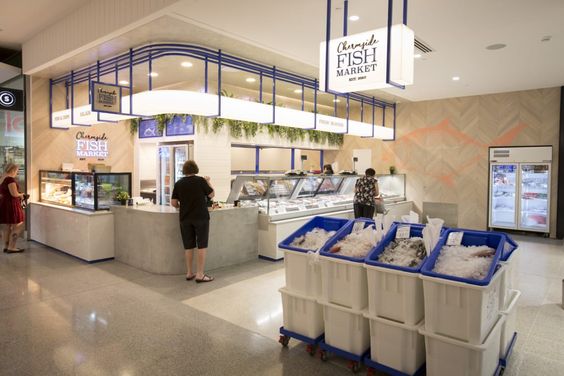 Tính công nghiệp phù hợp với thiết kế cửa hàng hải sản quy mô