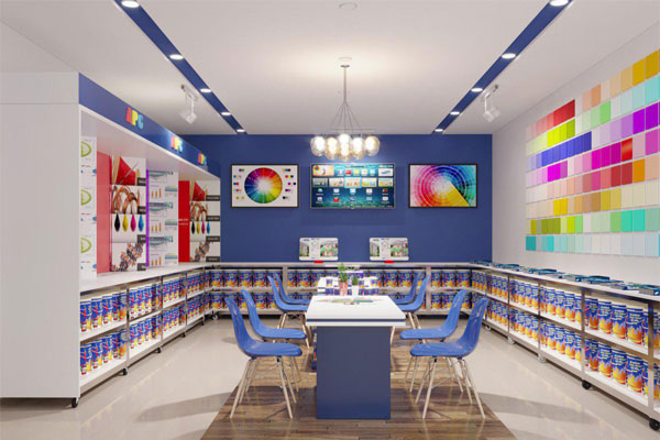 Phong cách hiện đại phù hợp với hầu hết các dạng cửa hàng kinh doanh sơn