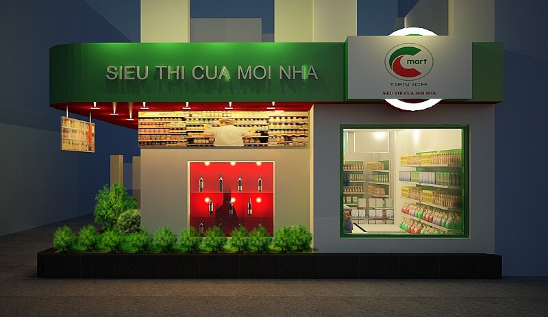 Thiết kế mặt tiền siêu thị mini tối giản