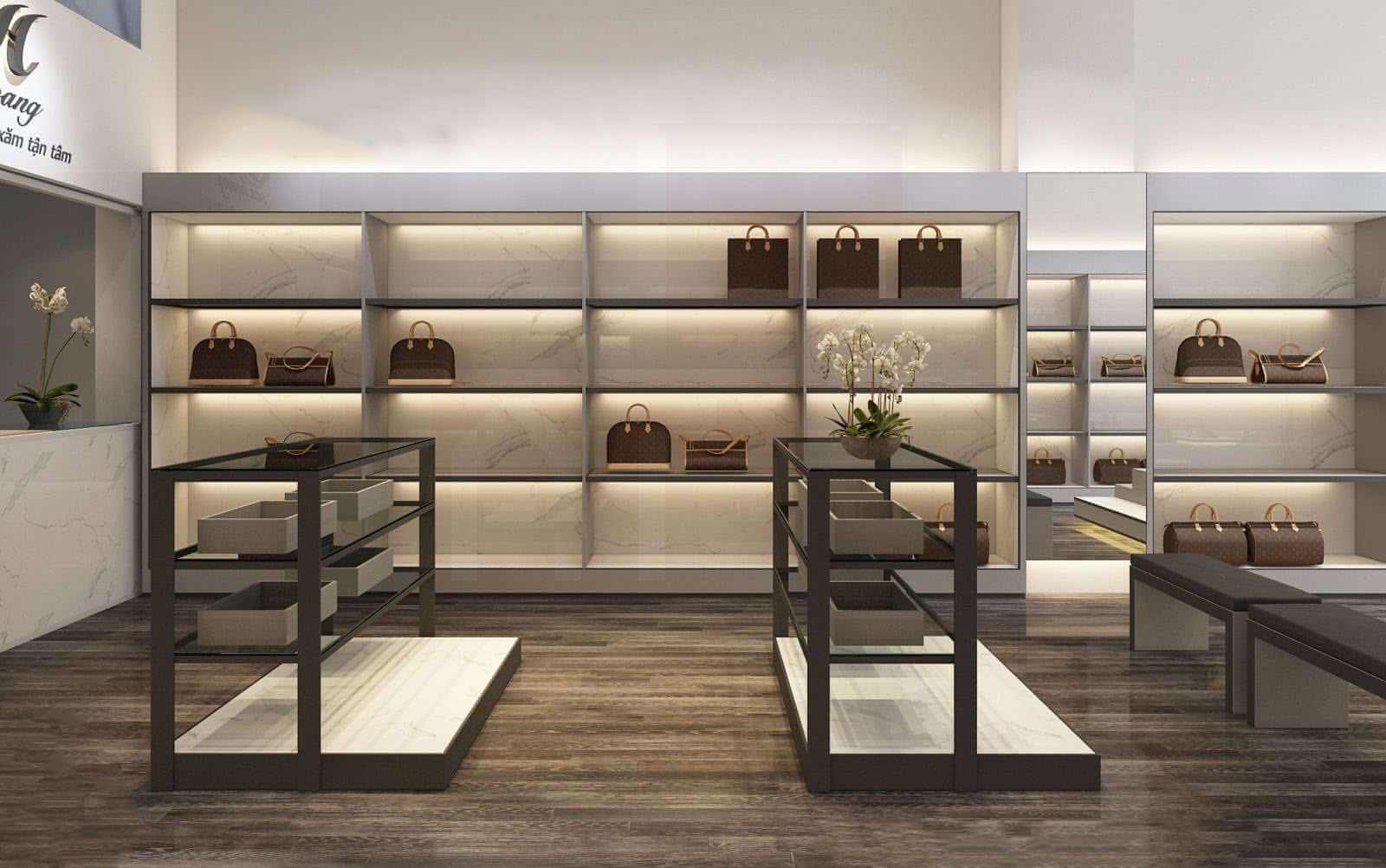 Thiết kế cửa hàng túi xách hiện đại - Pendecor
