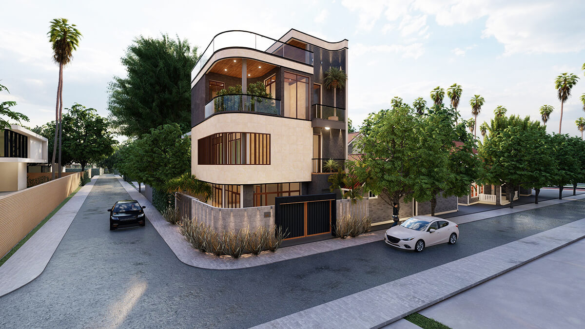 Thiết kế biệt thự 2 mặt tiền phong cách Eco