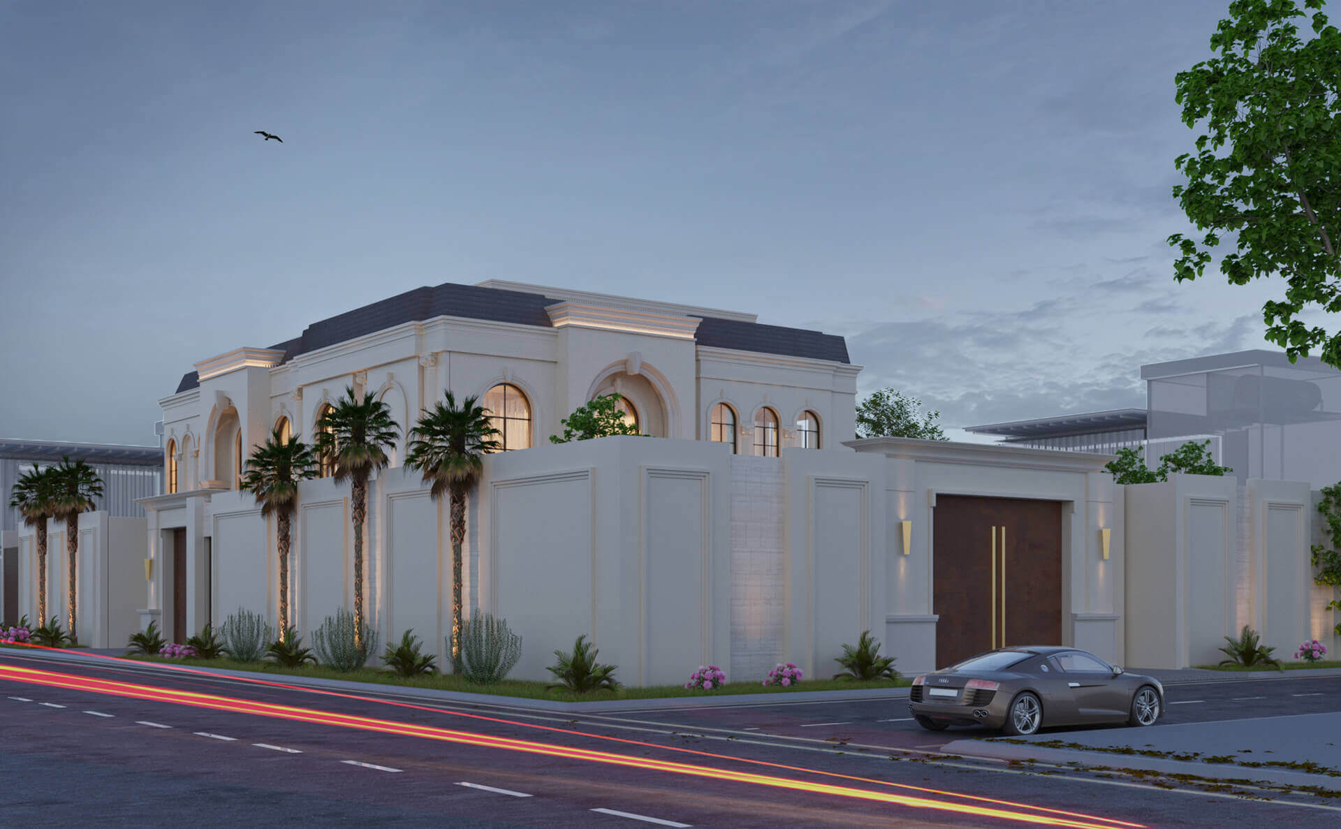 Thiết kế biệt thự 2 mặt tiền phong cách Tân cổ điển