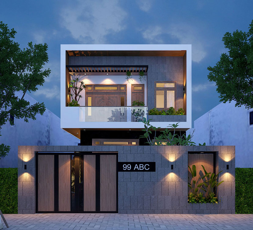 Biệt thự mặt tiền 7m hiện đại