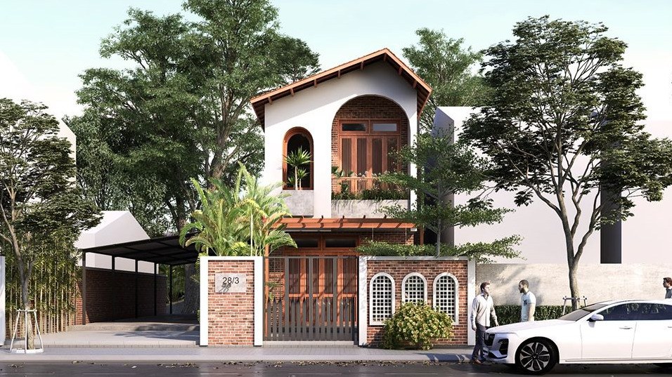 Biệt thự mặt tiền 7m phong cách xanh