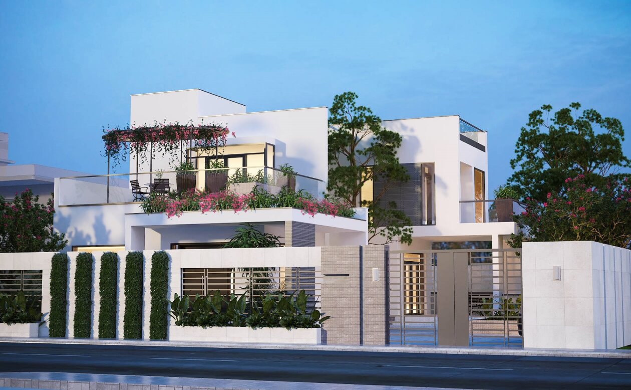 Thiết kế mặt tiền biệt thự phong cách hiện đại