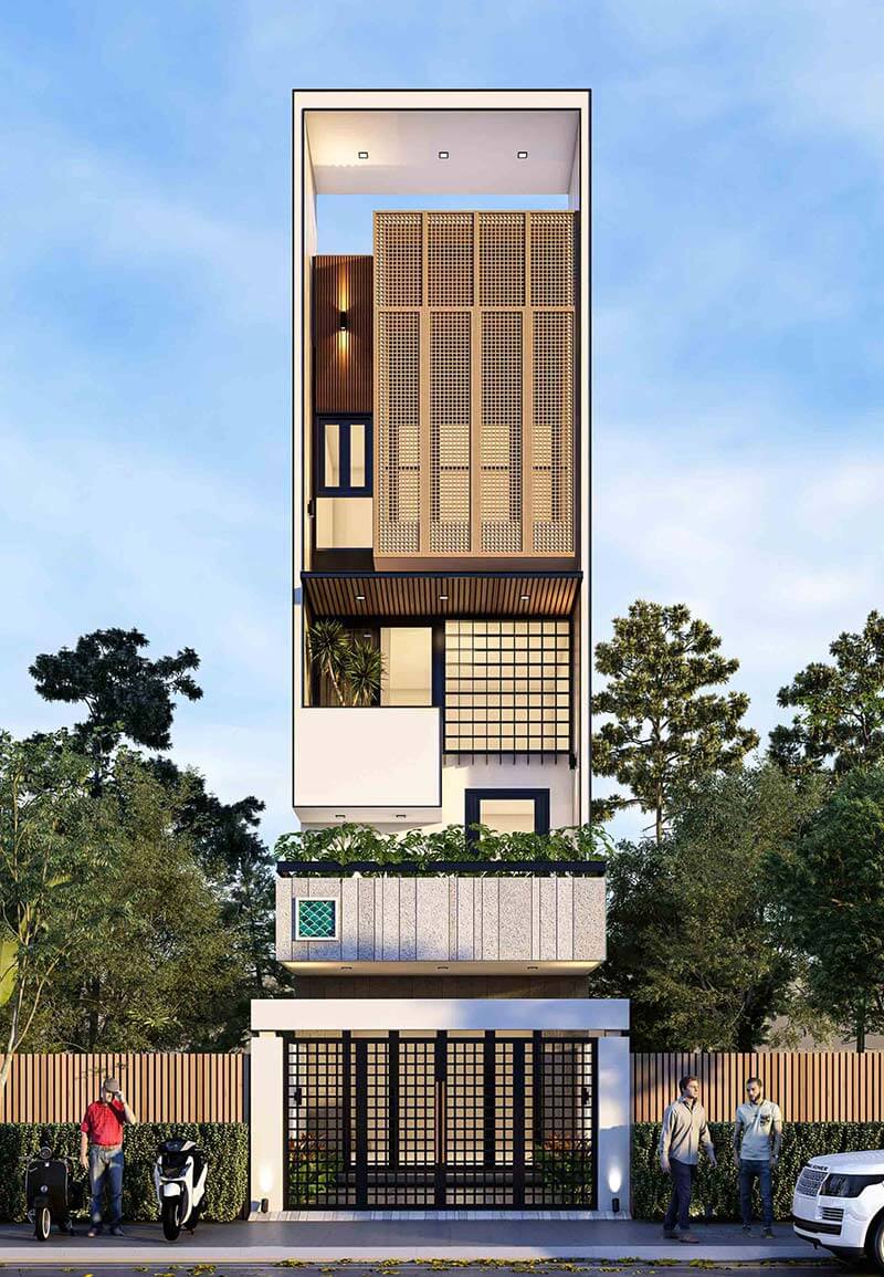 mẫu mặt tiền nhà 5 tầng đẹp không thể mắt