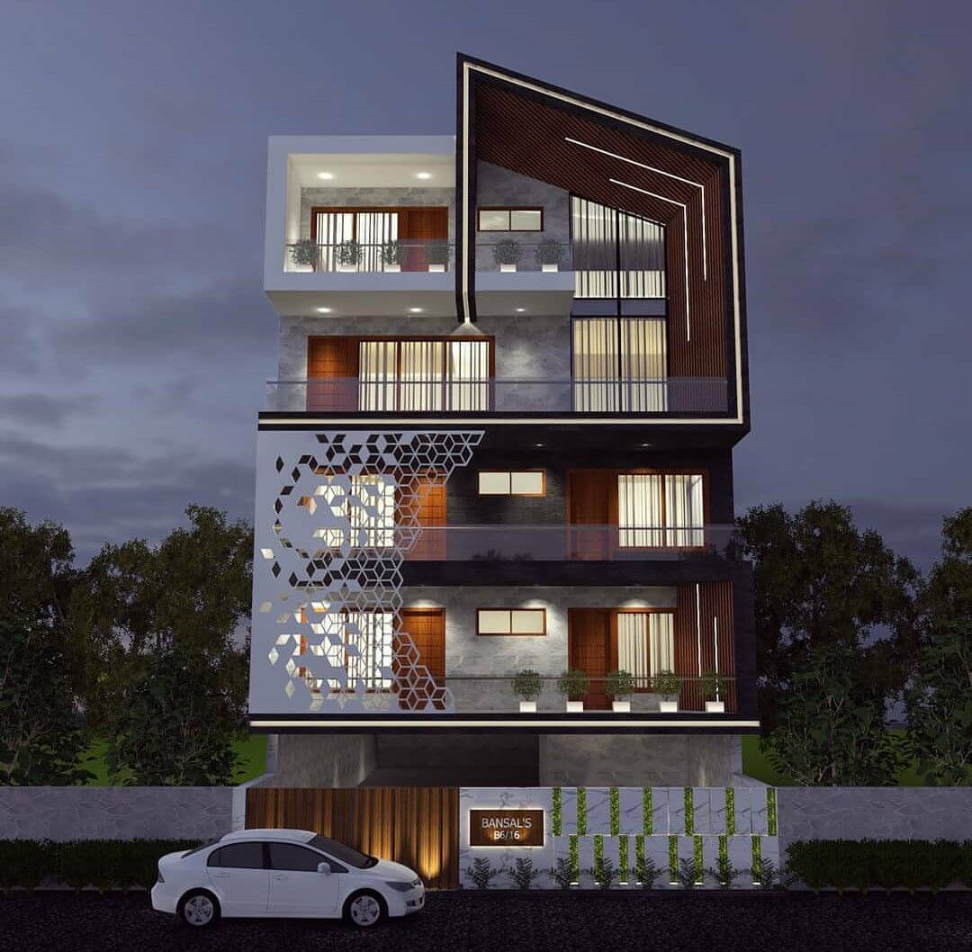 mẫu mặt tiền nhà 5 tầng đẹp không thể mắt