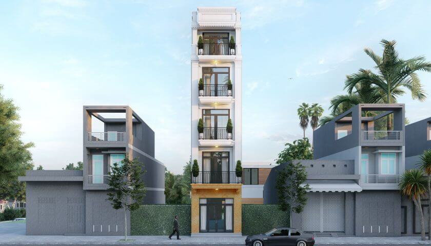 03 phong cách thiết kế mặt tiền nhà 5 tầng xu hướng 2023