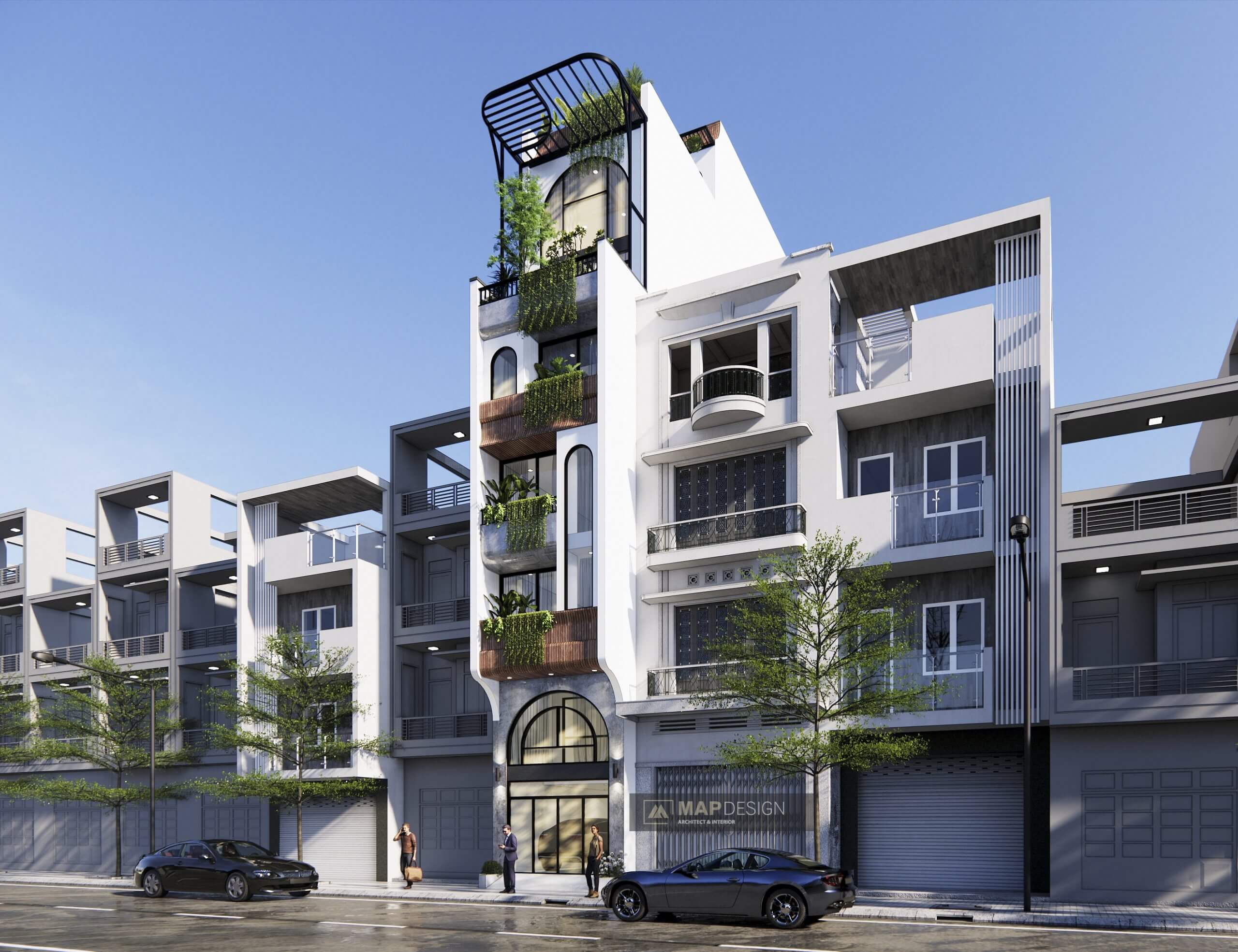 mẫu mặt tiền nhà 5 tầng đẹp không thể mắt