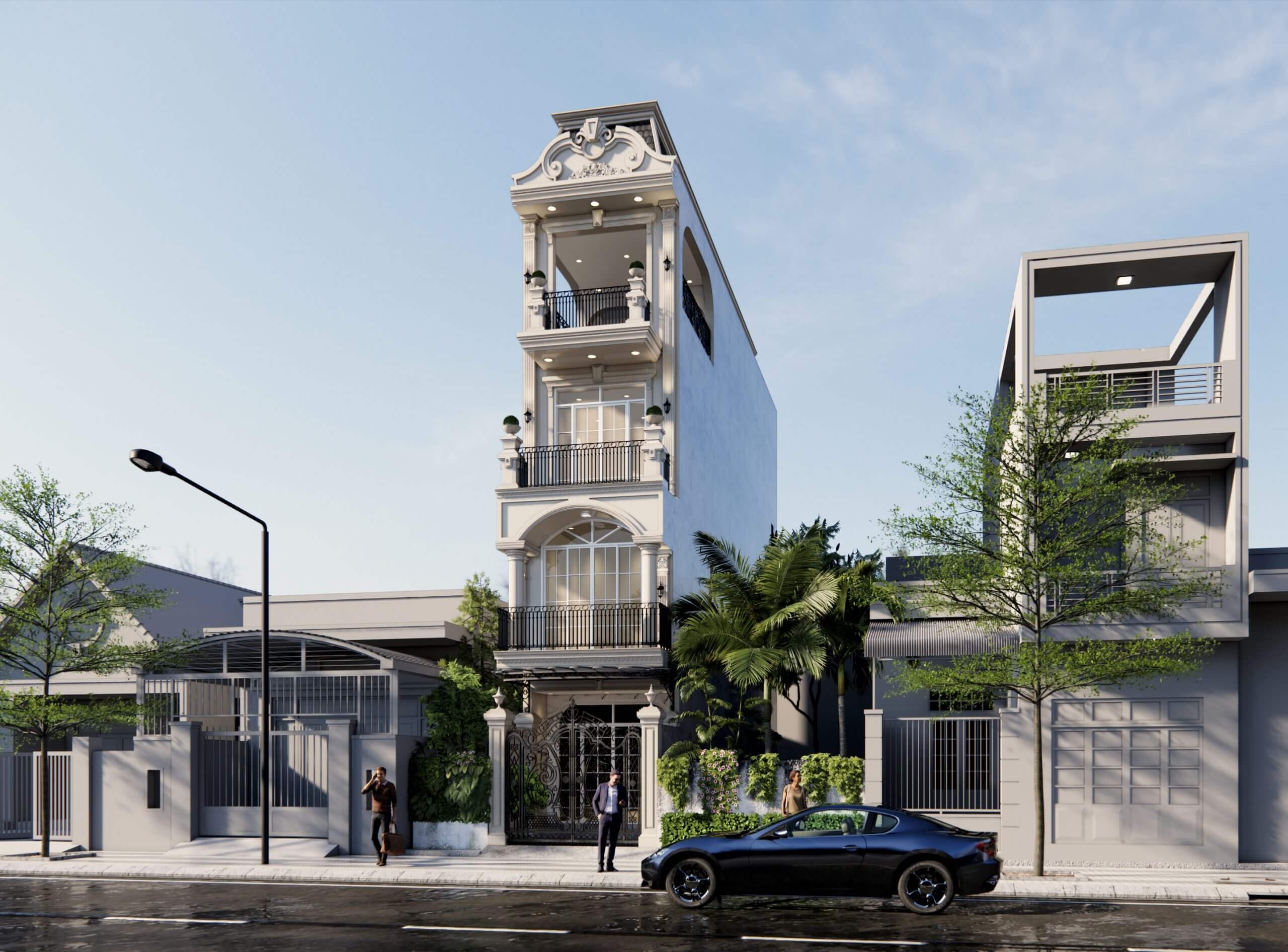 mẫu mặt tiền nhà 5 tầng đẹp không thể mắt