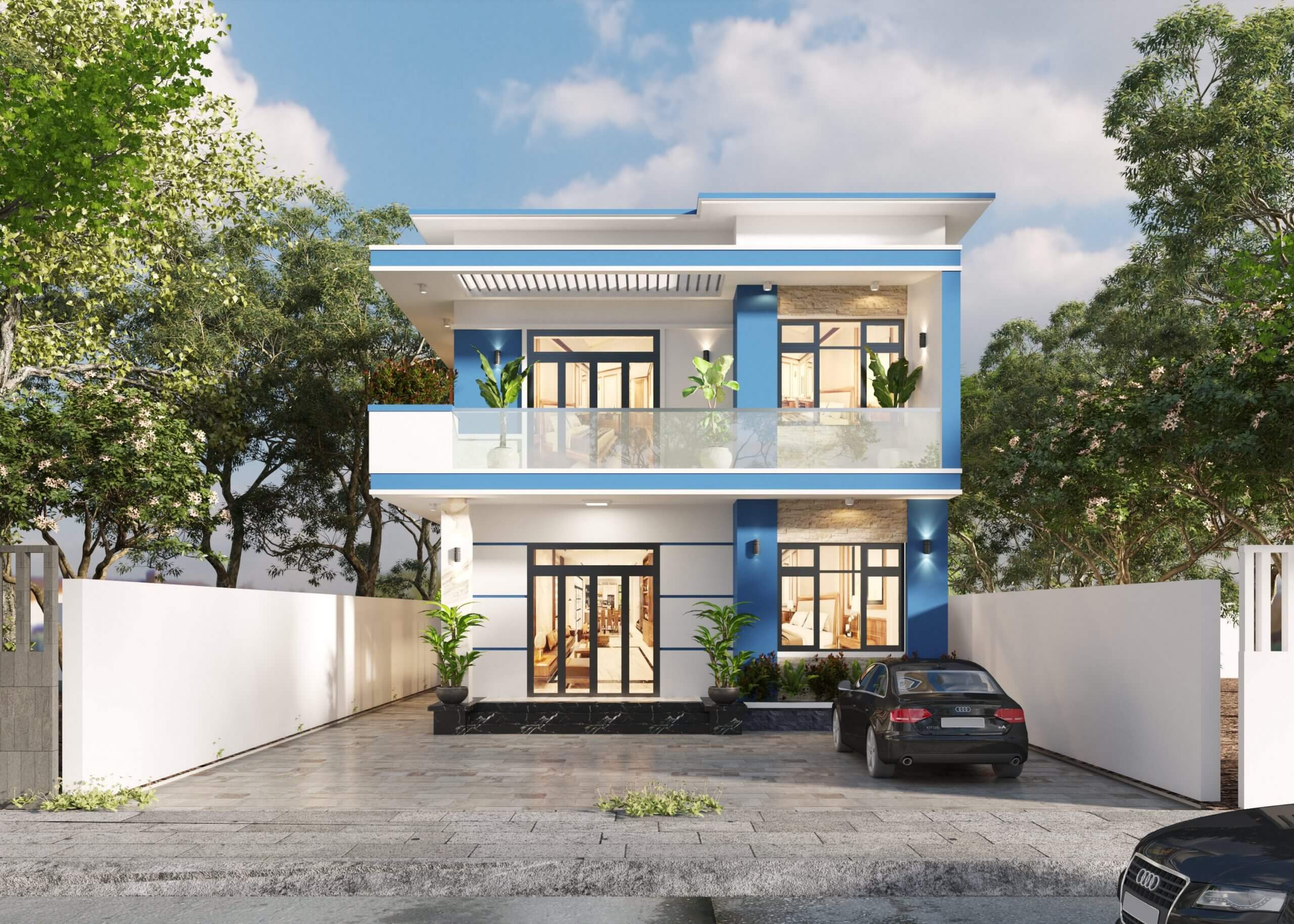 mẫu thiết kế mặt tiền nhà 2 tầng ấn tượng dành cho bạn