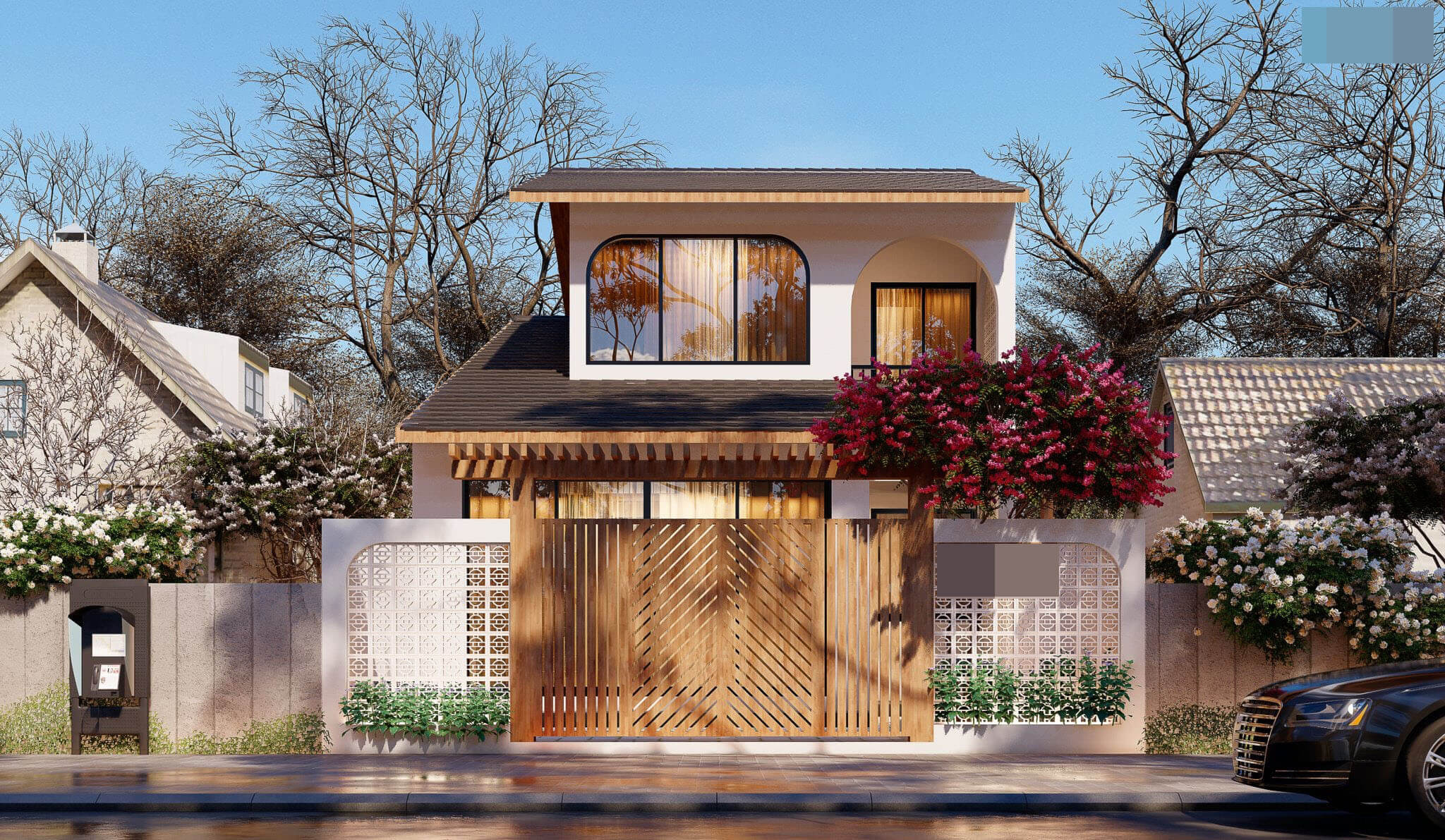 Mặt tiền nhà cấp 4 phong cách Địa Trung Hải