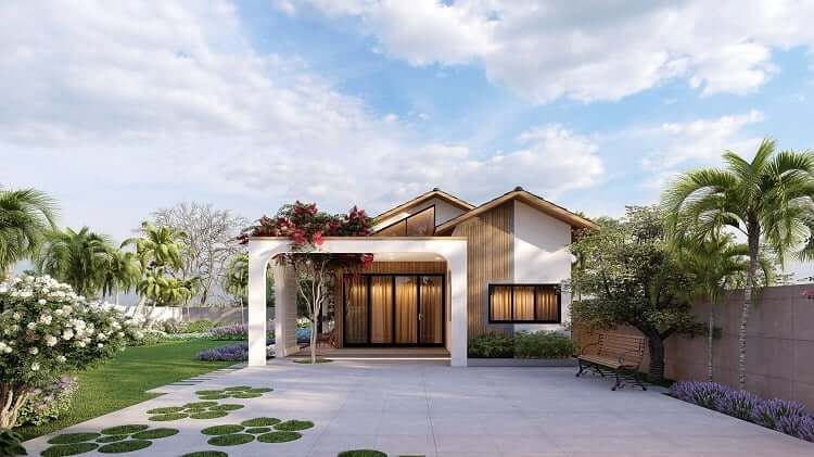 Mặt tiền nhà cấp 4 phong cách Địa Trung Hải