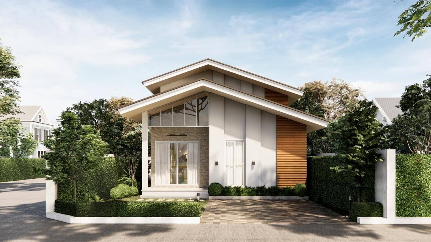 Mặt tiền nhà cấp 4 mái lệch