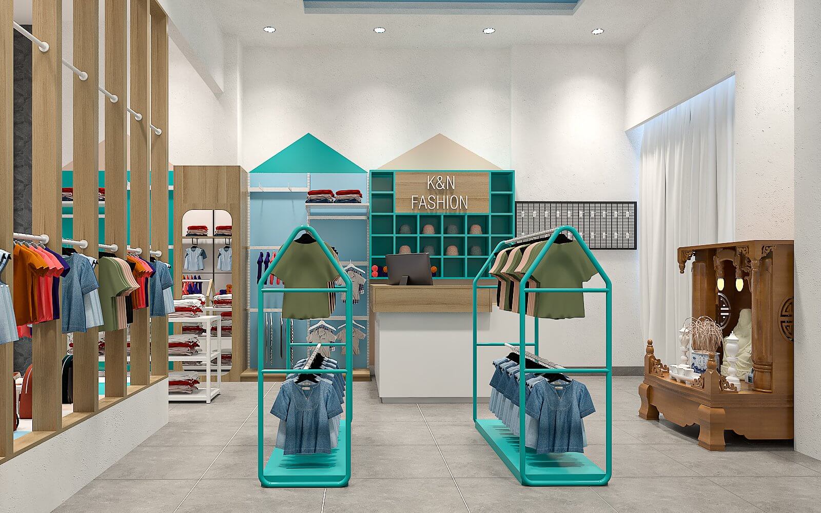 19+ mẫu trang trí shop quần áo trẻ em diện tích nhỏ siêu đẹp dành cho bạn 18