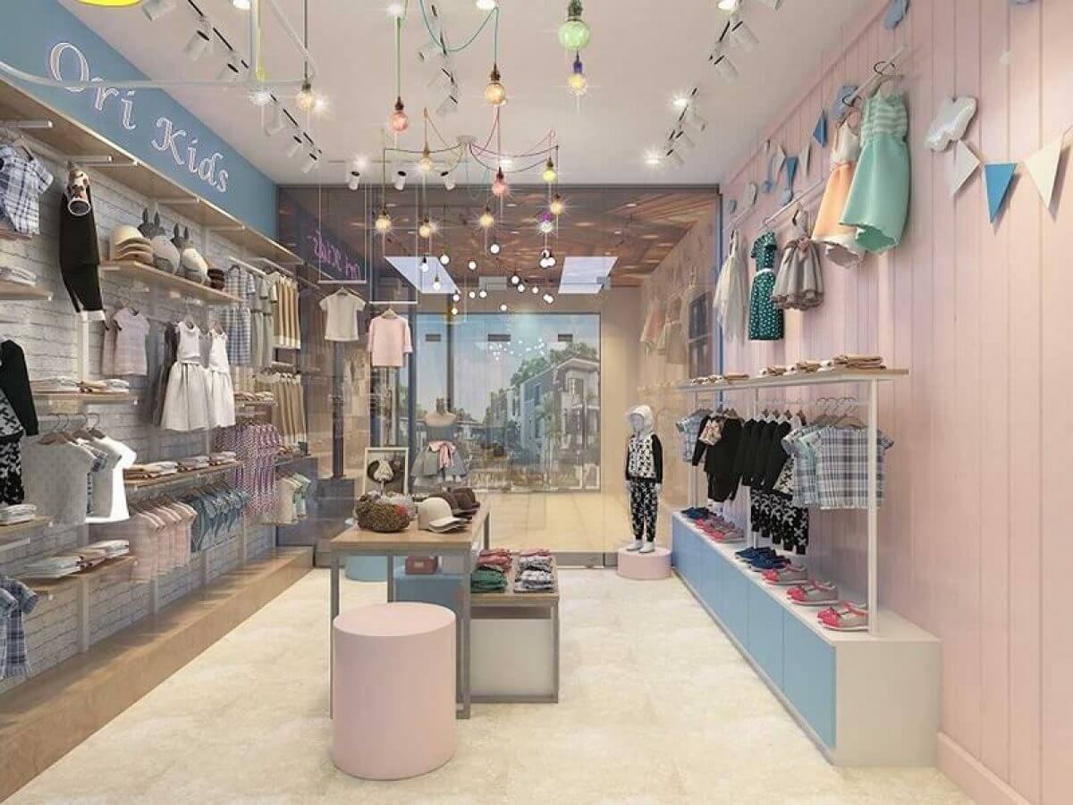 19+ mẫu trang trí shop quần áo trẻ em diện tích nhỏ siêu đẹp dành cho bạn 21