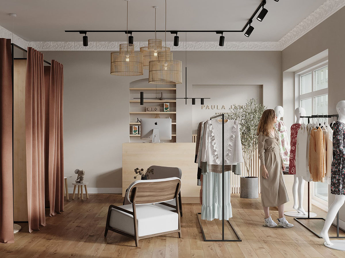 03 phong cách phù hợp với thiết kế cửa hàng quần áo 10m2