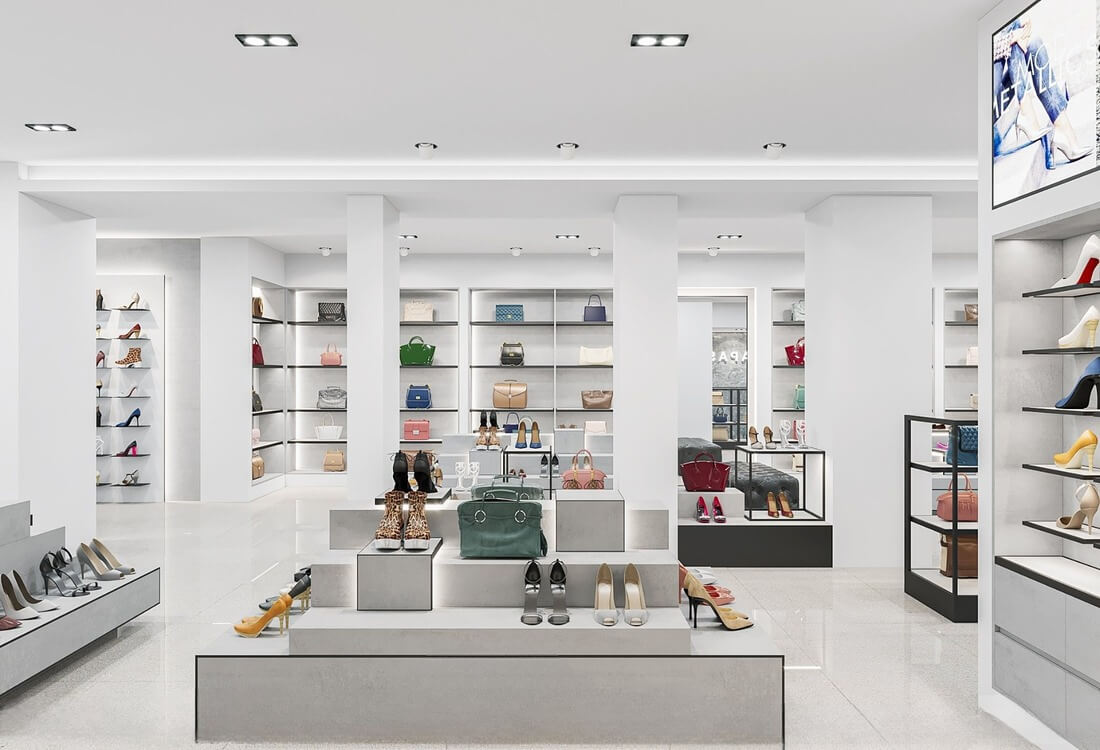 Thiết kế kệ tủ đứng có ngăn trưng bày giày dép Pendecor