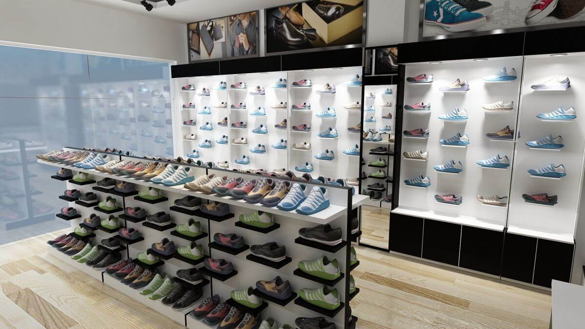 thiết kế cửa hàng giày dép nam diện tích nhỏ Pendecor