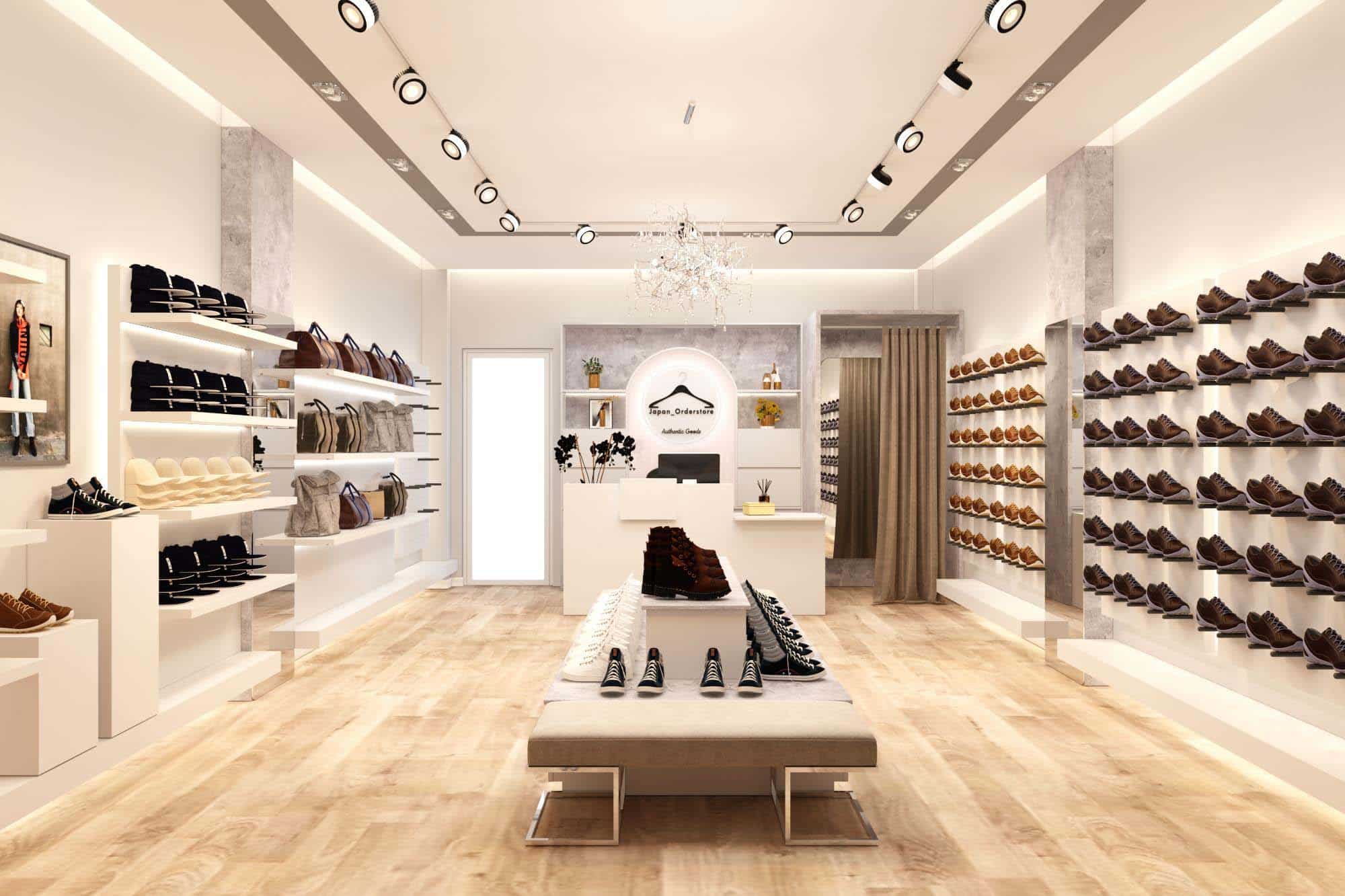 thiết kế nội thất showroom giày nam Pendecor