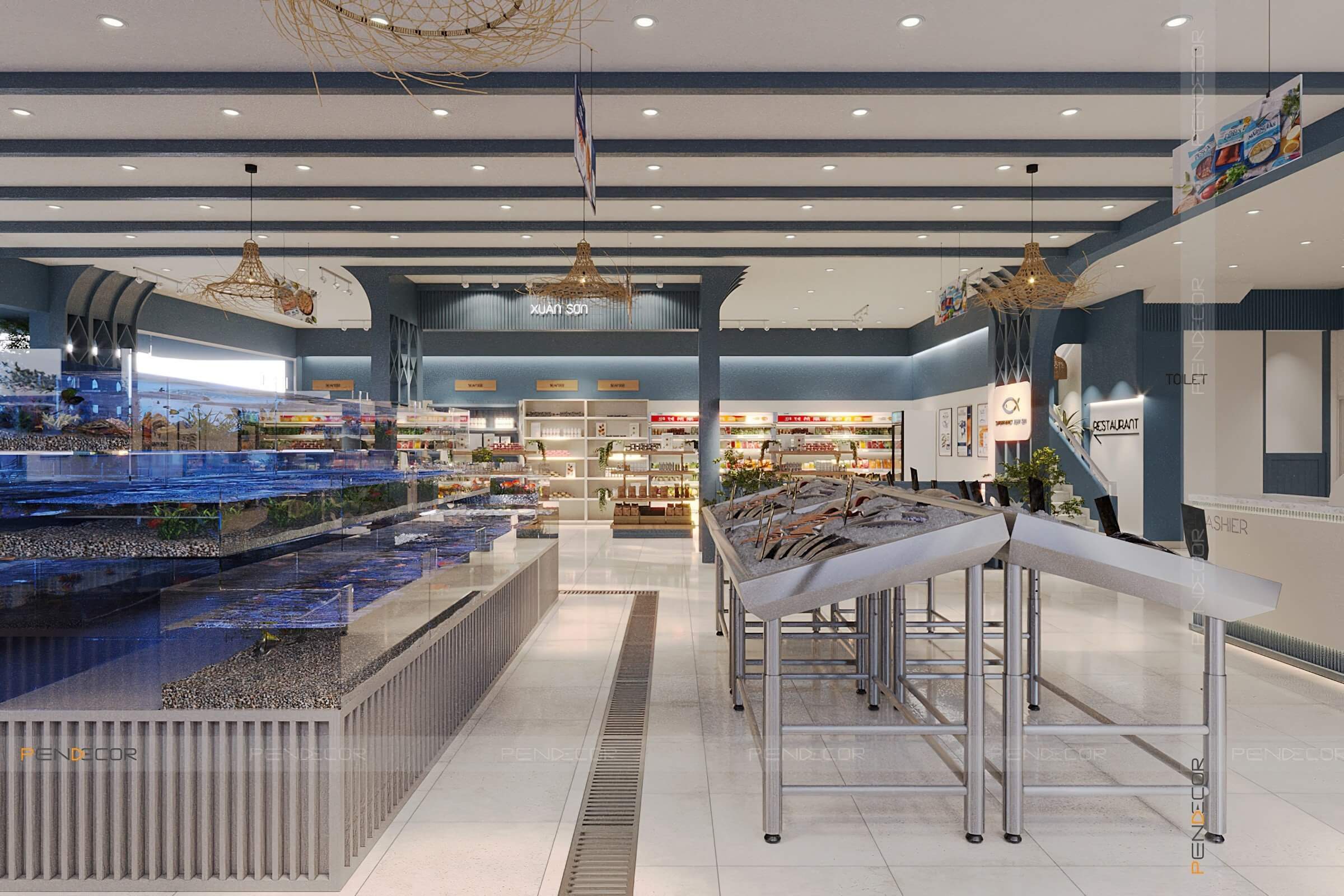 Thiết Kế Nhà Hàng Hải Sản Xuân Sơn (Trệt)