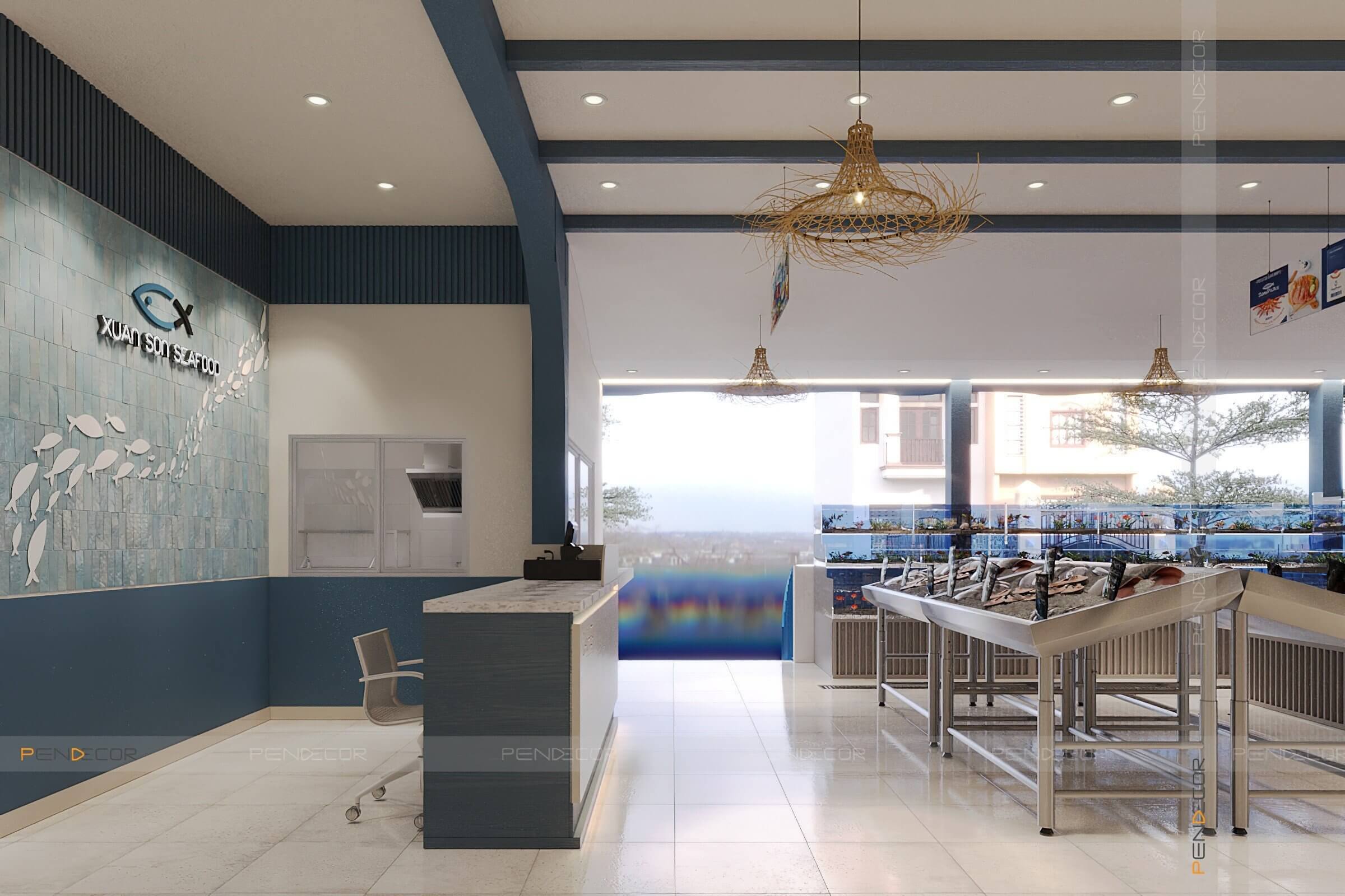 Thiết Kế Nhà Hàng Hải Sản Xuân Sơn (Trệt)