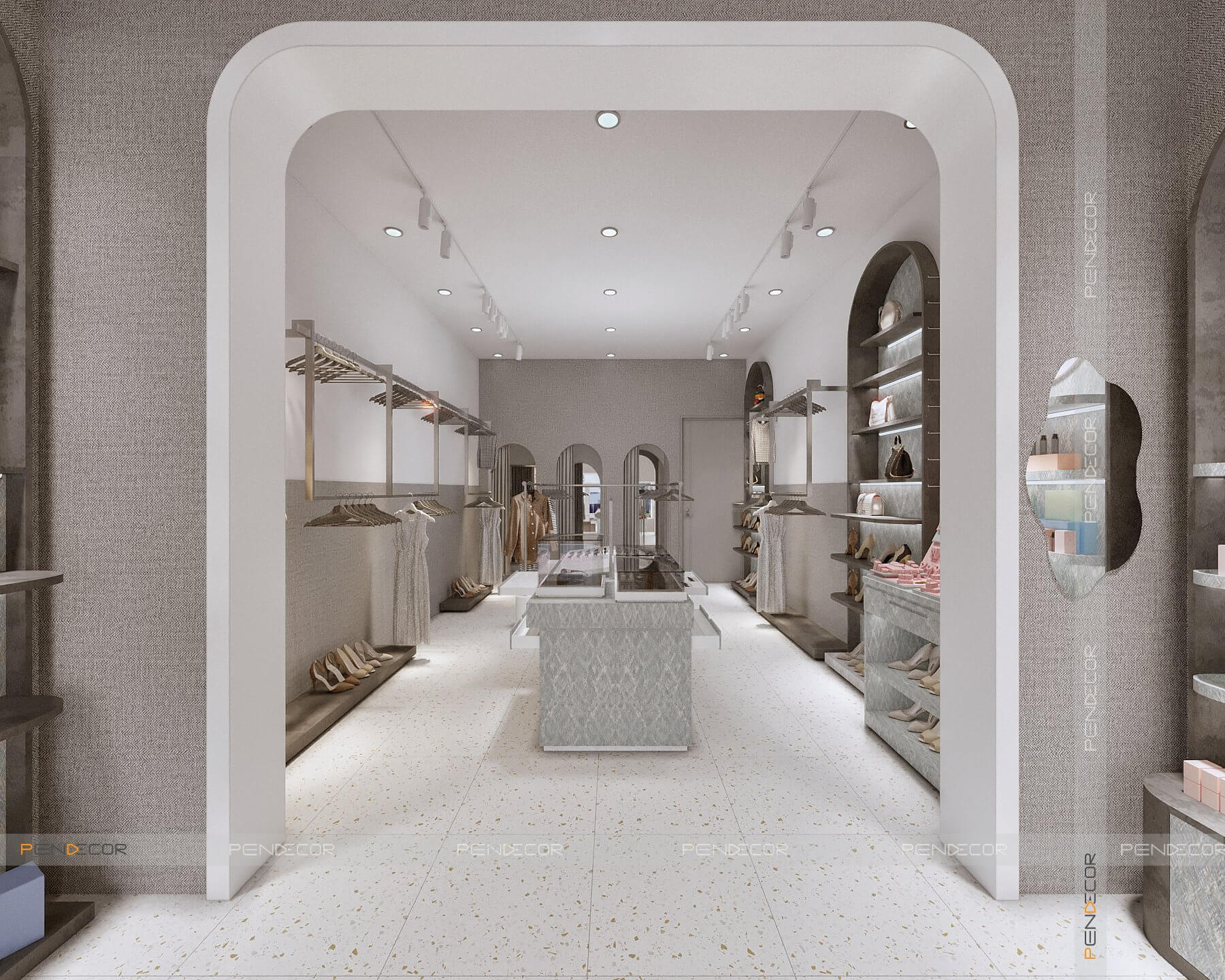 thiết kế cửa hàng giày dép diện tích nhỏ Pẻndecor