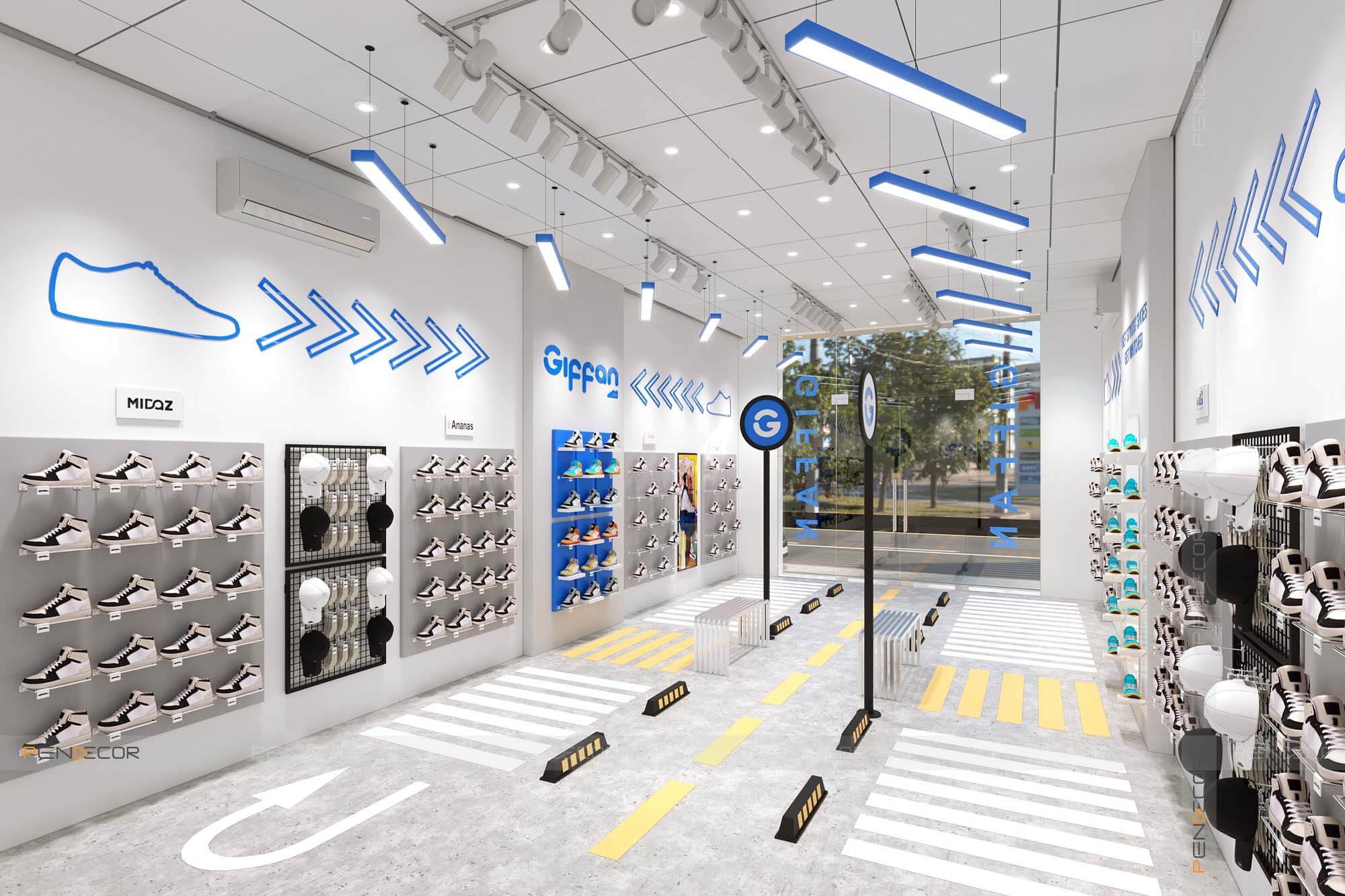 thiết kế shop giày dép nhỏ Pendecor