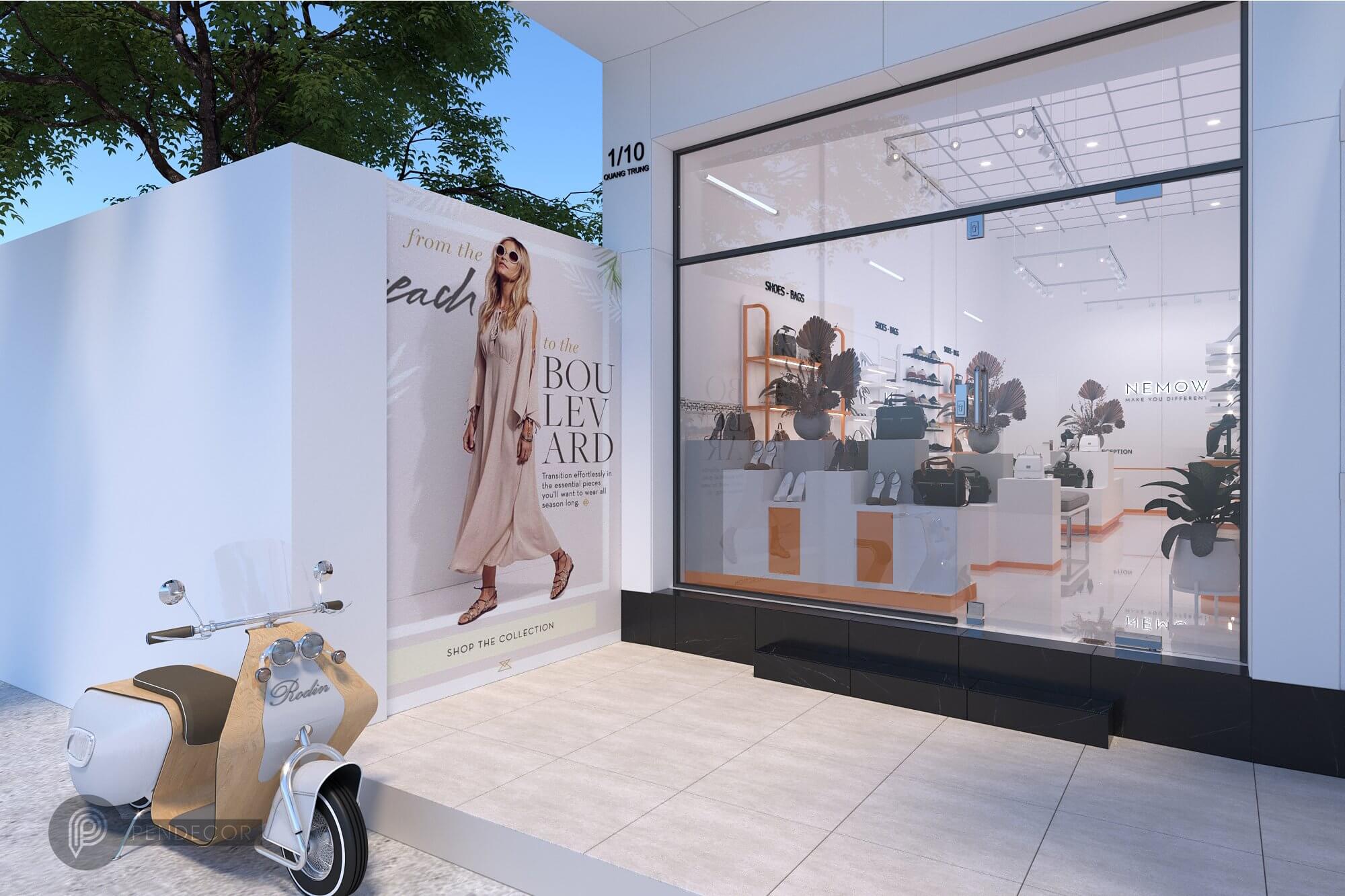 thiết kế nội thất showroom giày Pendecor