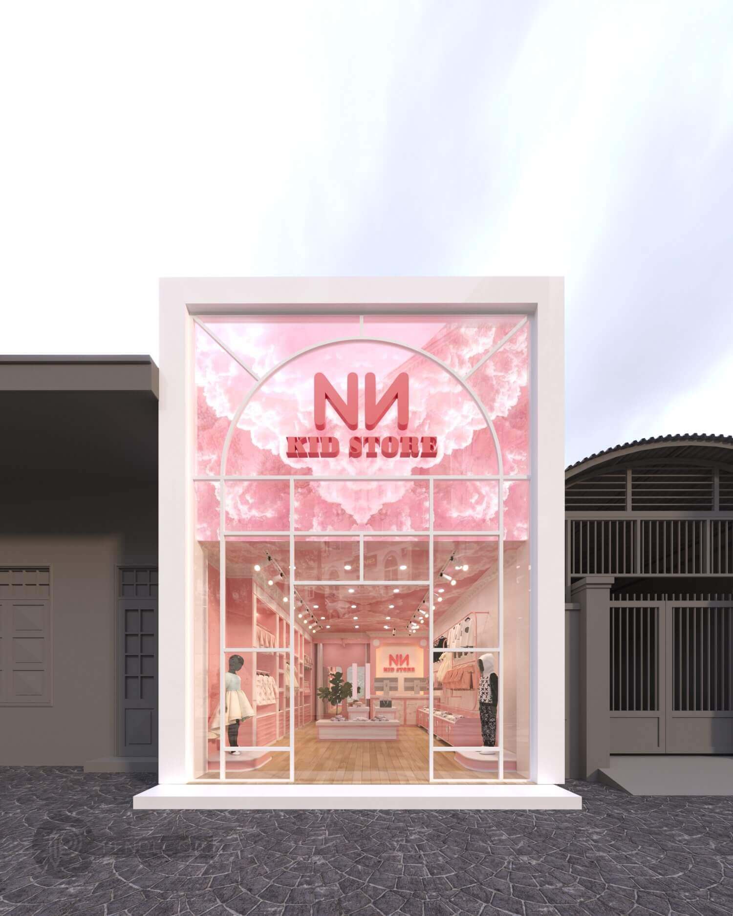 trang trí shop giày trẻ em Pendecor