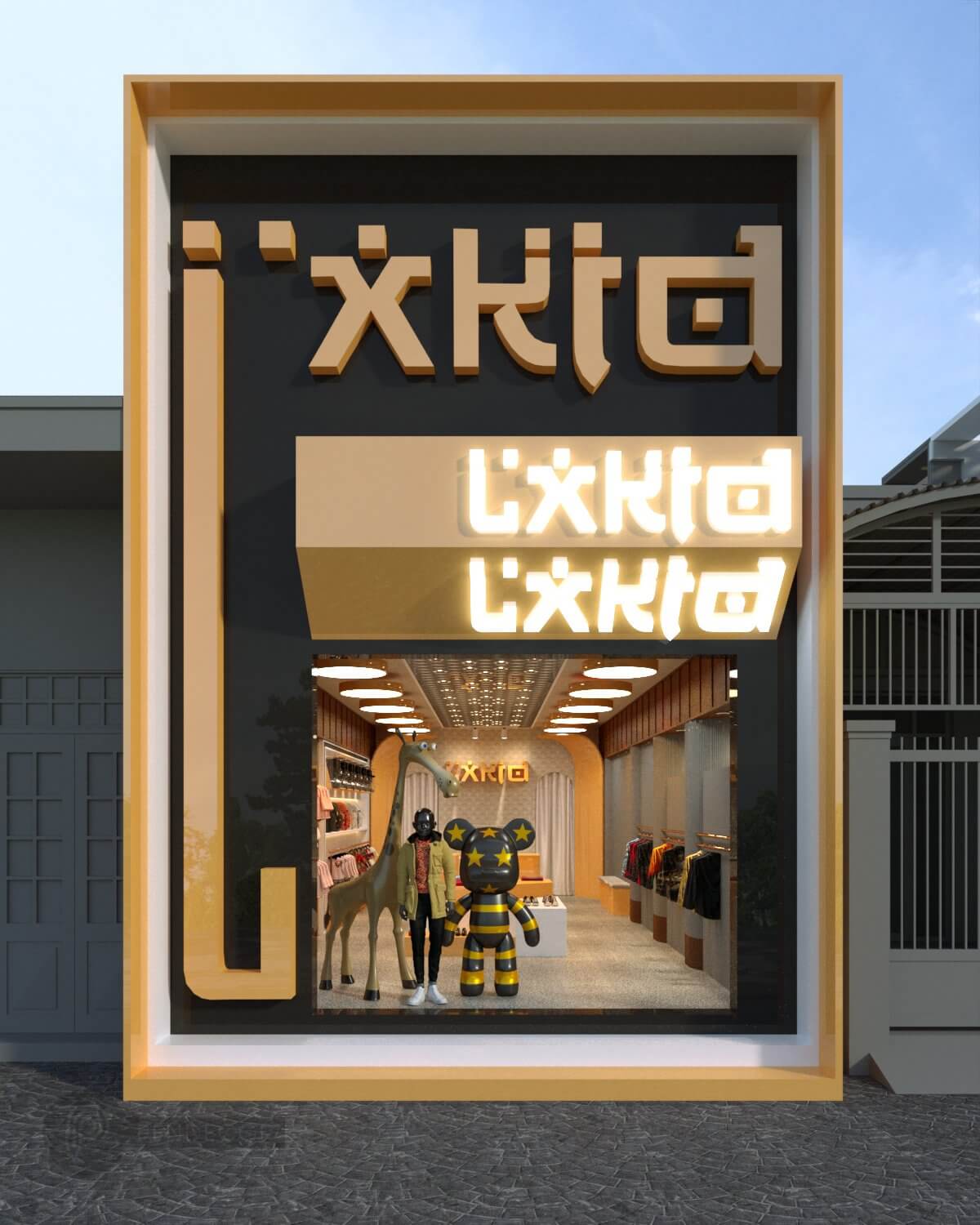 trang trí shop giày dép trẻ em Pendecor