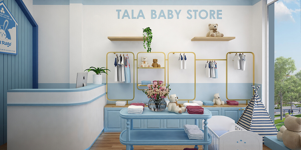 thiết kế cửa hàng giày dép trẻ em Pendecor