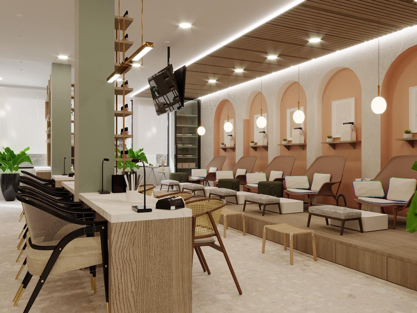 cách trang trí tiệm nail Pendecor