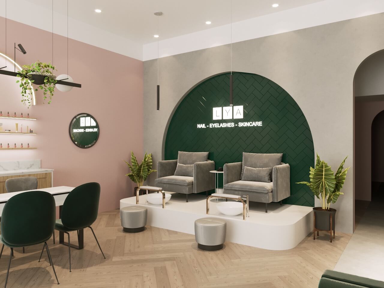 cách trang trí tiệm nail nhỏ đẹp Pendecor