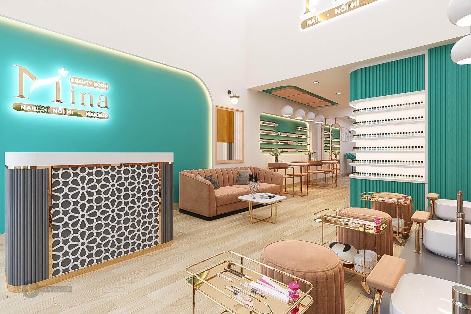 thiết kế tiệm nail mi nhỏ Pendecor