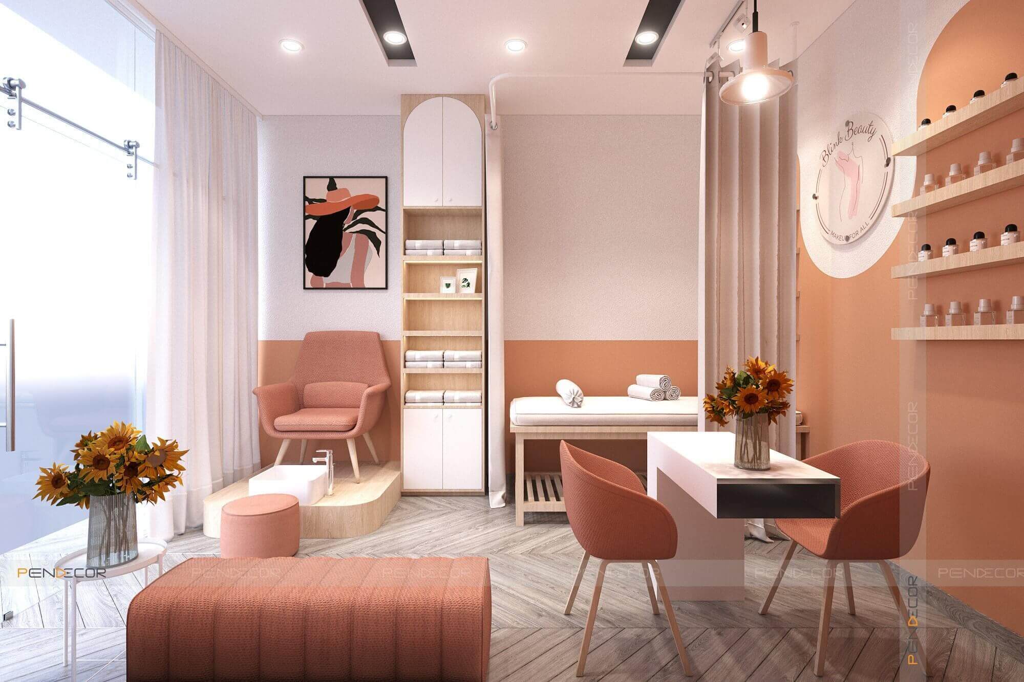 trang trí quán nail nhỏ Pendecor