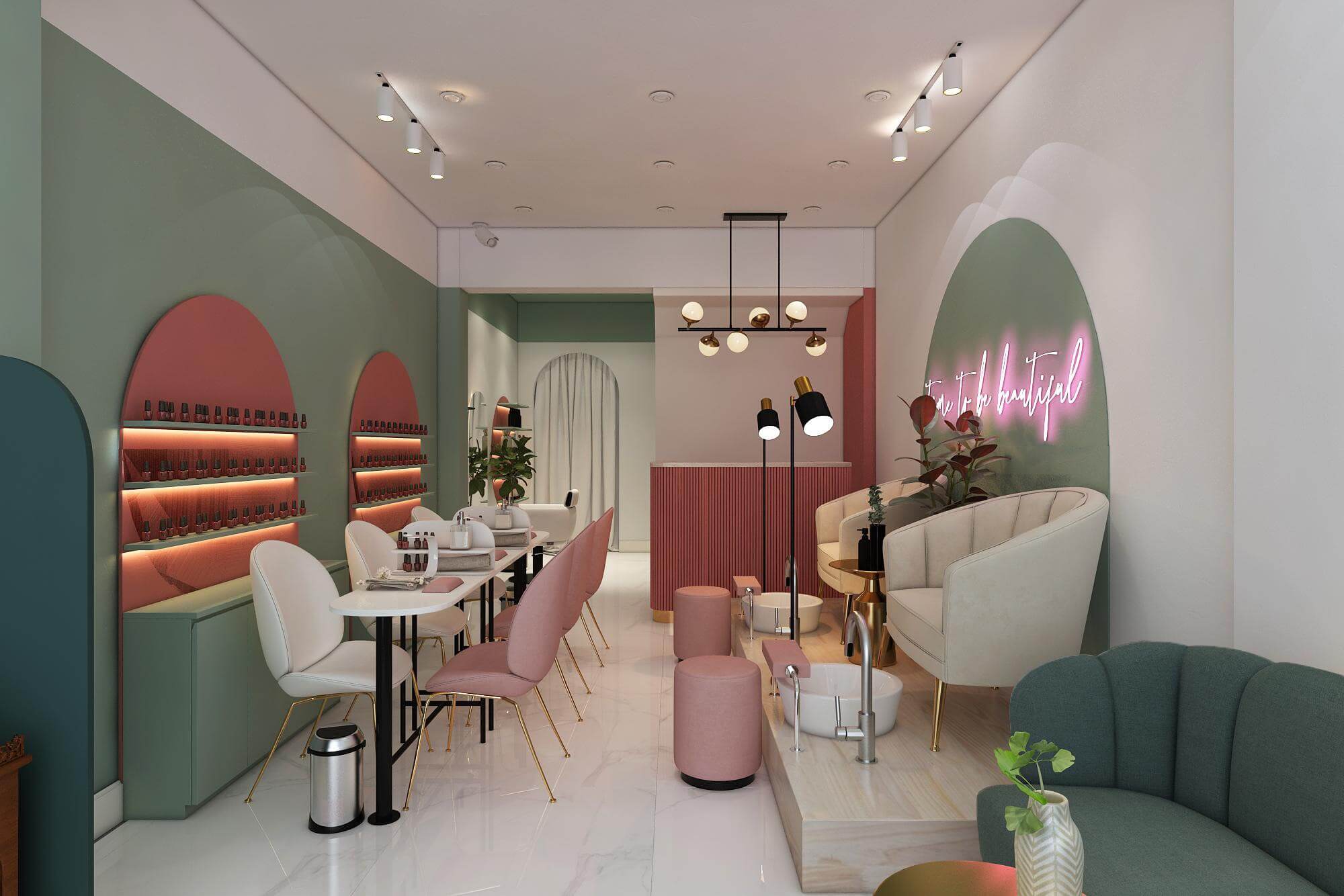 thiết kế tiệm nail nhỏ Pendecor