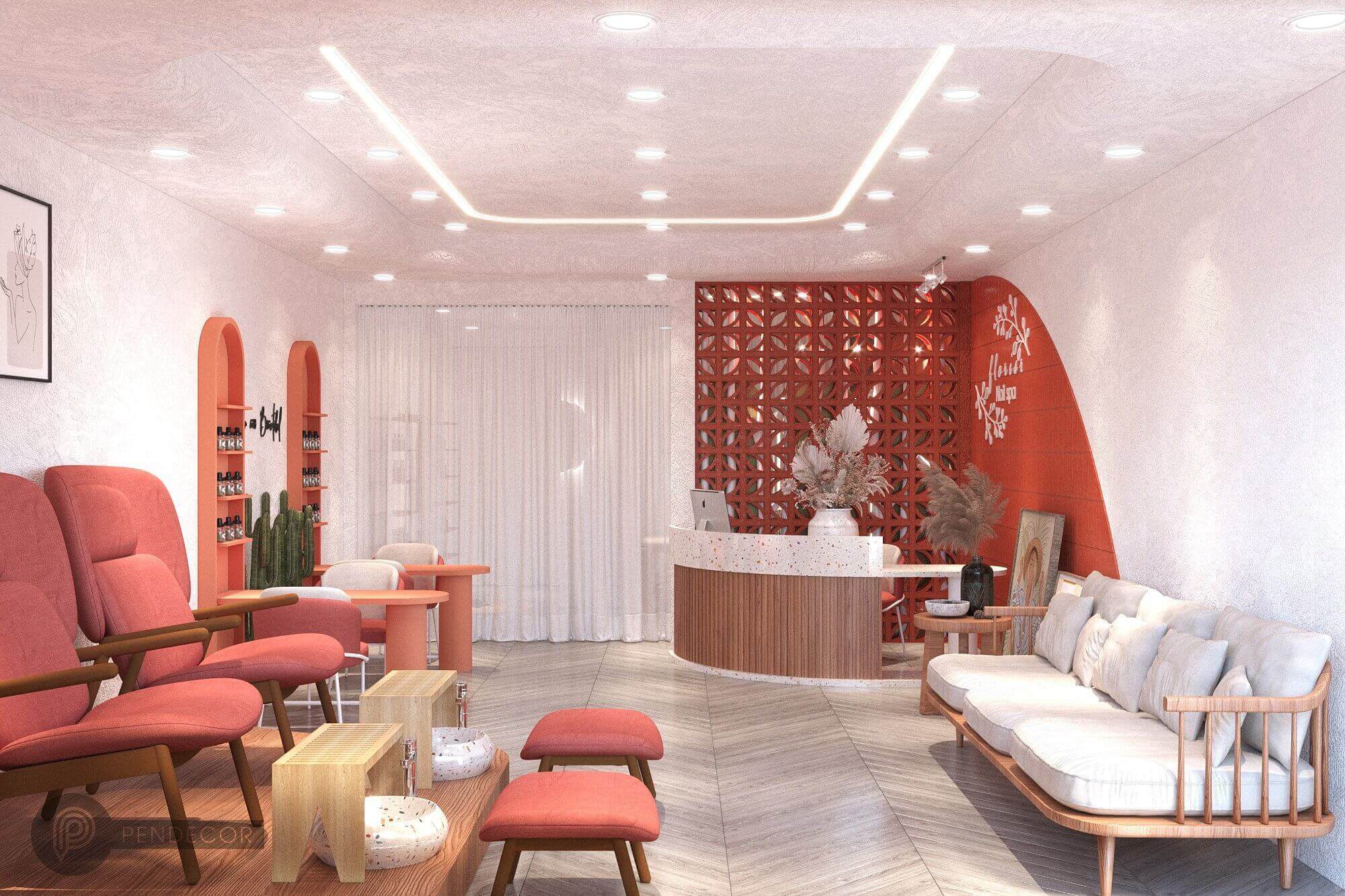 decor tiệm nail nhỏ xinh Pendecor