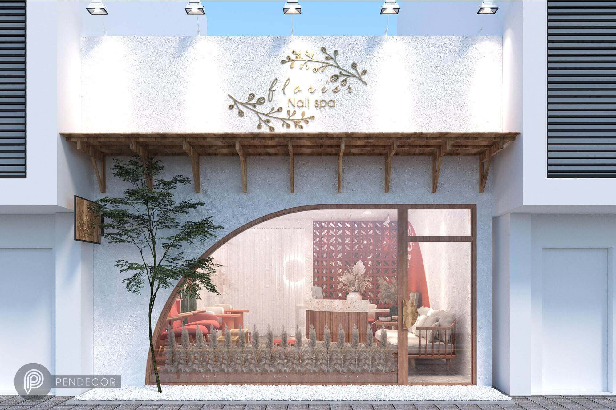 thiết kế tiệm nail nhỏ đơn giản Pendecor