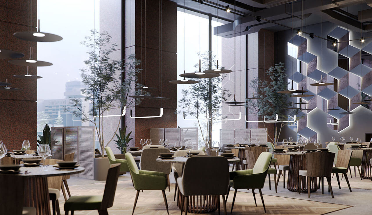 thiết kế nhà hàng sang trọng Pendecor