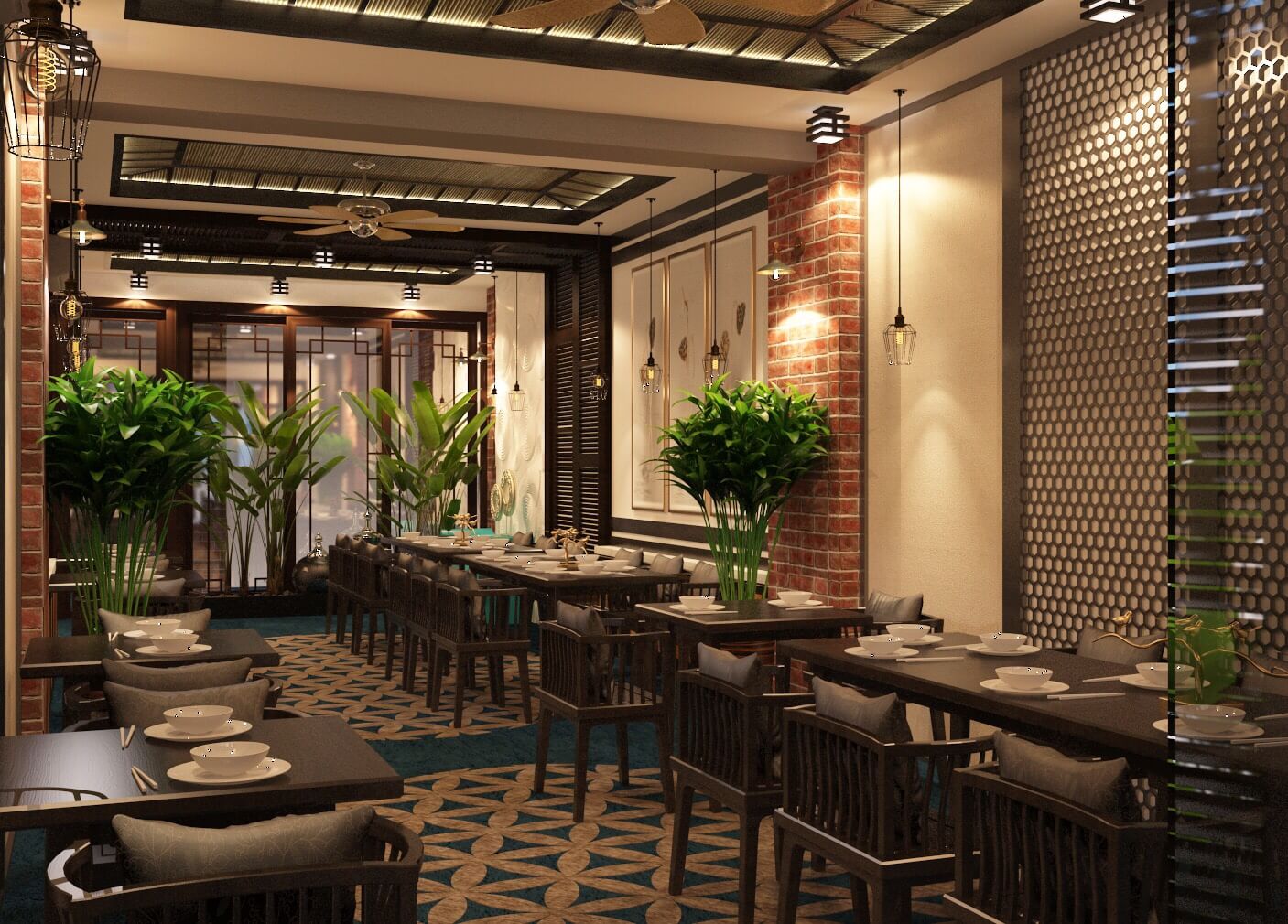 trang trí nội thất nhà hàng Pendecor