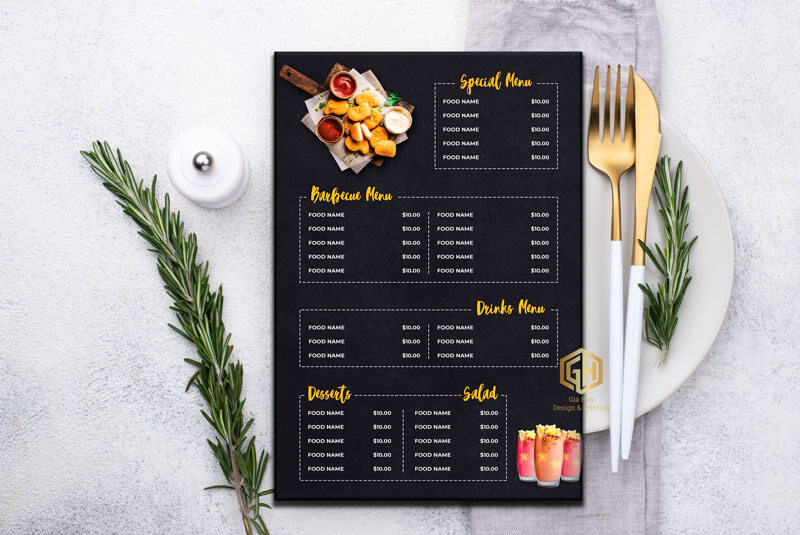 thiết kế thực đơn nhà hàng Pendecor