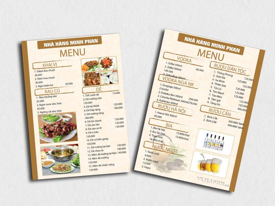 thiết kế menu quán ăn Pendecor