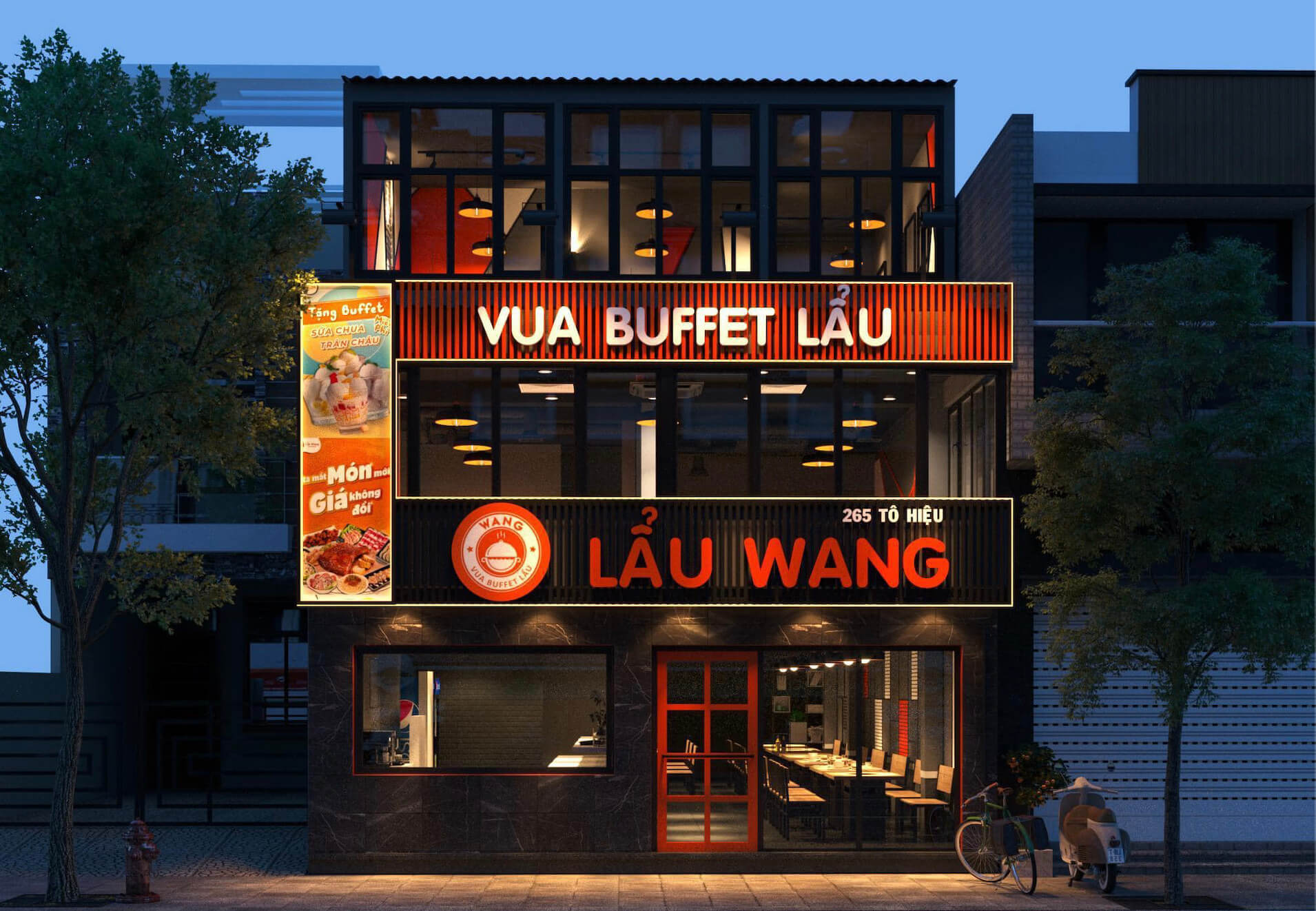 thiết kế nhà hàng buffet bình dân Pendecor