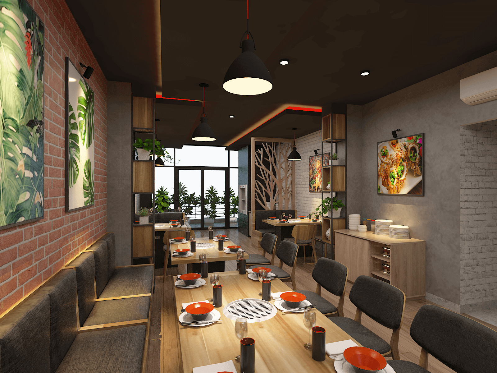 thiết kế quán lẩu nướng đẹp Pendecor