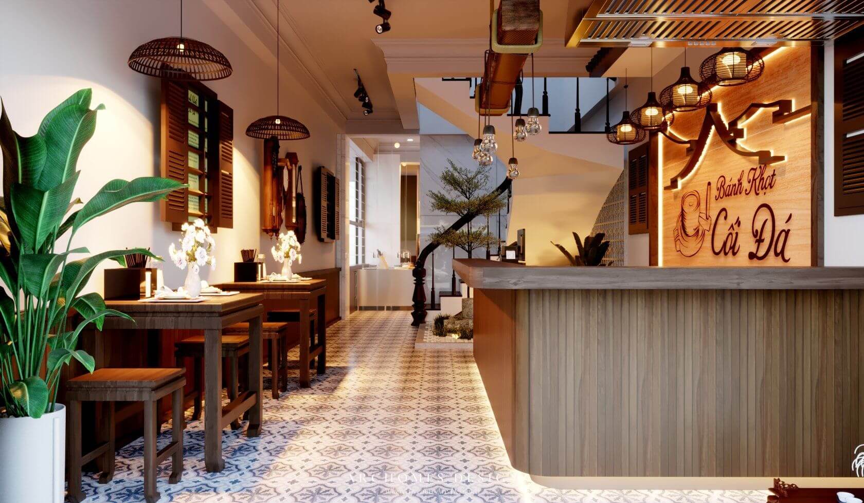 mẫu thiết kế quán ăn nhỏ đẹp Pendecor