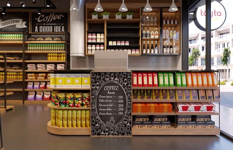 mẫu thiết kế siêu thị mini đẹp Pendecor