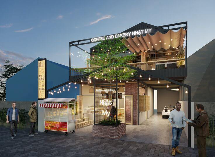 thiet ke quan cafe goc 2 mat tien Pendecor