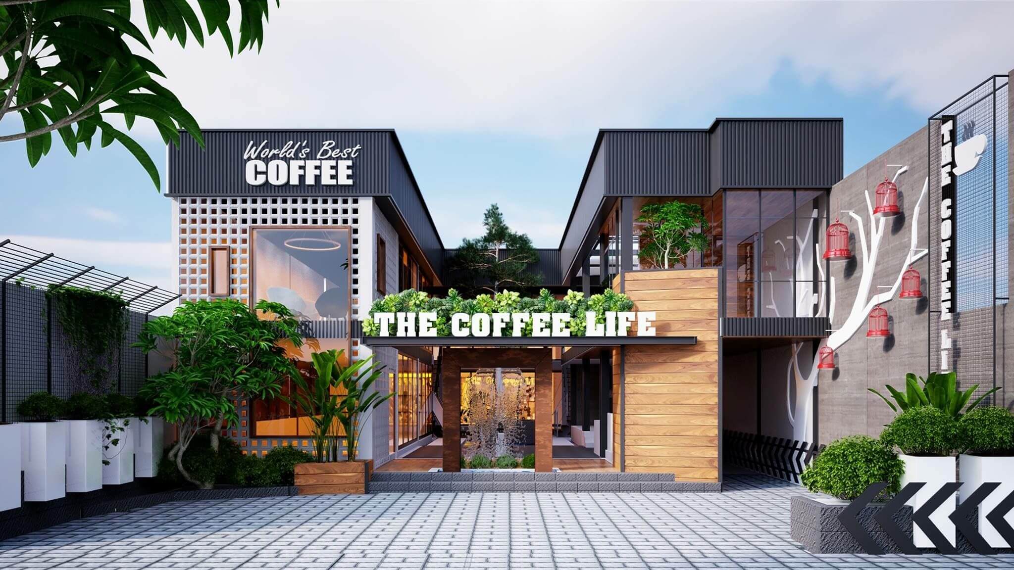 quán cafe 2 mặt tiền đẹp Pendecor